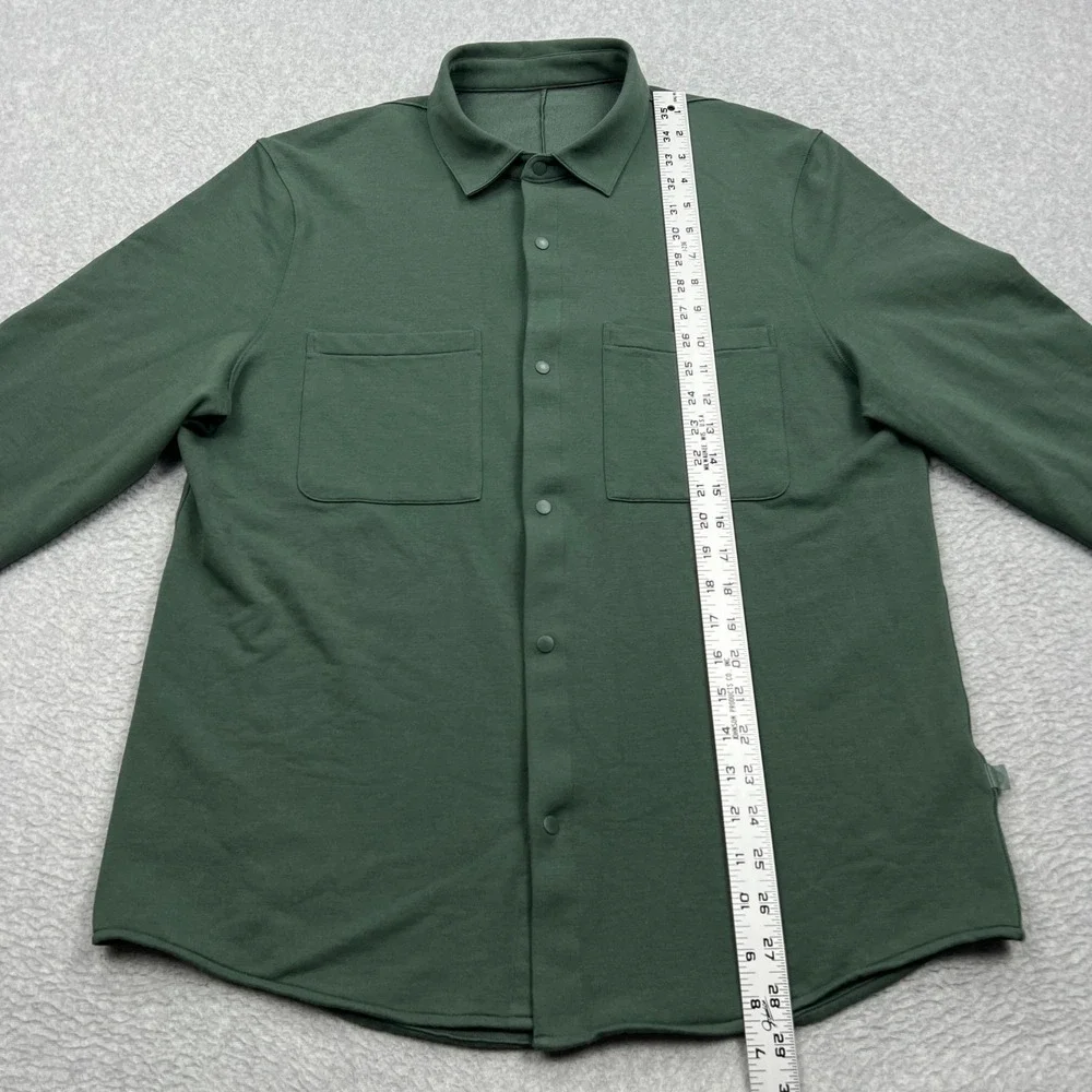 Lululemon Stretch French Terry Overshirt Mens Large Green Snap Up Shacket M3F8SS